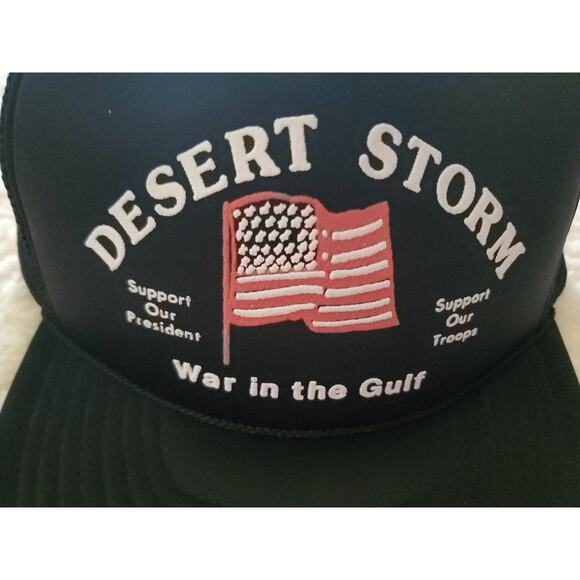 Vintage Desert Storm Trucker Cap Adjustable Strap Black Support Our President - Picture 2 of 7